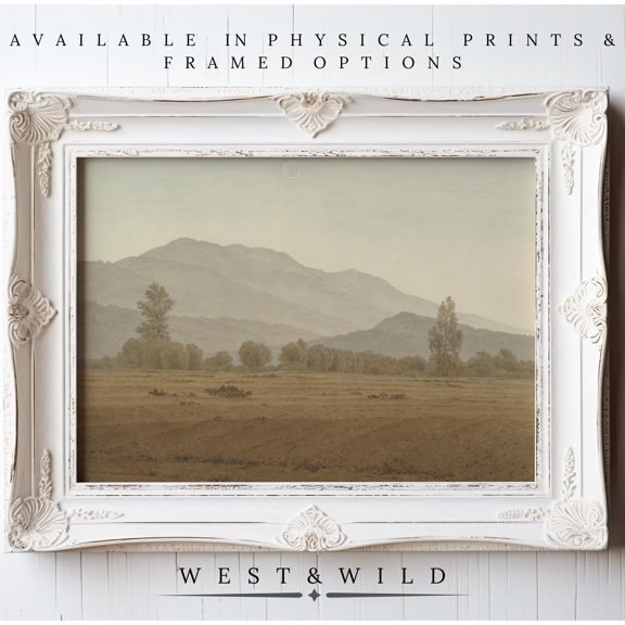 Vintage Style Landscape With Mountains 19Th Century Artwork Muted Background Mountain Valley Prairie Arts