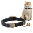 thumbnail image 1 of Vintage Style Leather Breakaway Cat Collar - Cute Cat Collar Adjustable, Durable, Retro Bell - Suitable for All Types of Cats and Small Dogs(Black）, 1 of 9