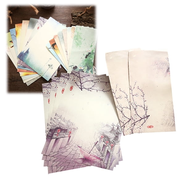 Vintage Style Letter Writing Paper Set Retro Stationery Paper and Envelopes Set Elegant Writing Paper 4 Sheets 2 Envelopes Gift Notes Wedding Party Correspondence Set