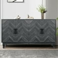 thumbnail image 1 of Vintage Style Living Room Sideboard, Taupe Grey 4 Door Buffet With Lacquered Accent And Adjustable Shelves For Entryway Stronger Wooden Cabinet & Room, Finish Thickened Stand, 1 of 6