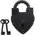 thumbnail image 1 of Vintage Style Lock/Antique Preproduction Heart Padlock with Two Skelton Keys/Black Powder Coted Hand Forged Padlock for Old Trunk, Wine Rack, Shade, Barn, Gate, 1 of 3