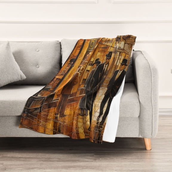 Vintage Style London Streets Throw Blanket 60" x 90" Soft and Warm Blankets for Couch Sofa and Bed