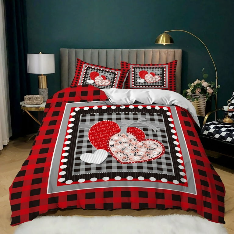 Vintage Red Hearts Bedding Set