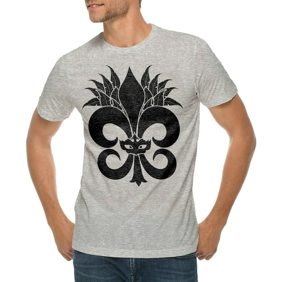 Vintage Style Mardi Gras Graphic Design Ring Spun Combed Cotton Short Sleeve Deluxe Jersey T-Shirt - Heather Grey XL