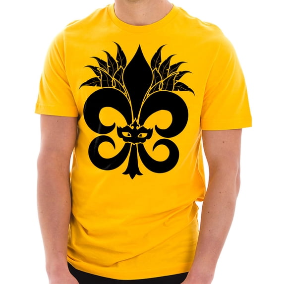 Vintage Style Mardi Gras Graphic Design Ring Spun Combed Cotton Short Sleeve Deluxe Jersey T-Shirt - Taxi Gold 3XL