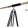 thumbnail image 1 of Vintage Style Marine Design Nautical Single Barrel Telescope Silver/Chrome Black Floor Standing Tripod, 1 of 3