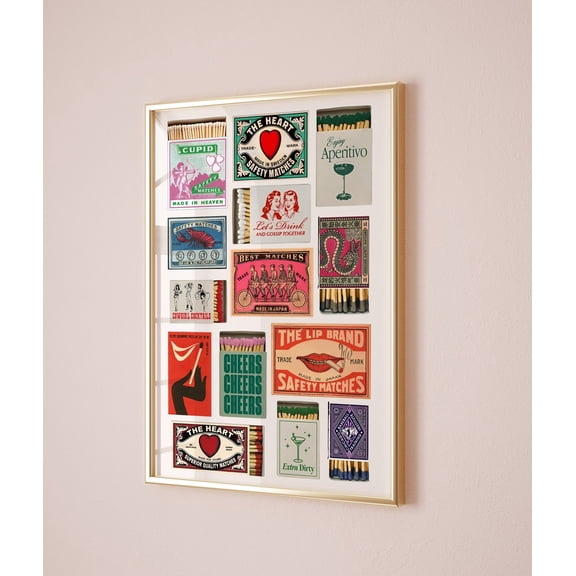 Vintage Style Matchbox Wall Art Retro Red Matchbook Decor Unframed Paper Print