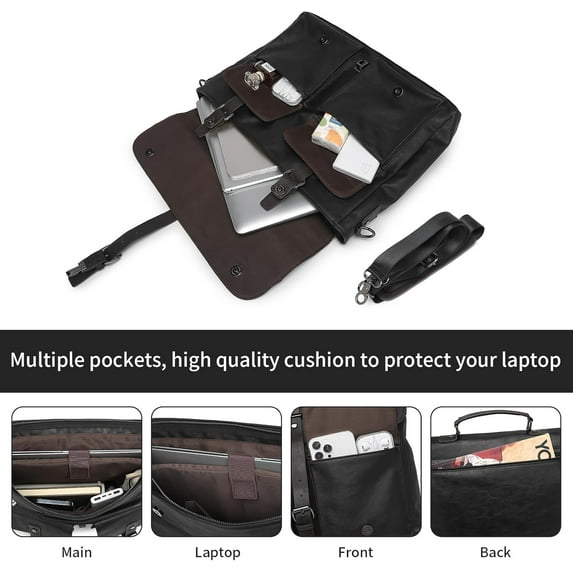Vintage Style Mens Laptop Bag Water Resistant Business Travel Briefcase Satchel Work Computer Bag