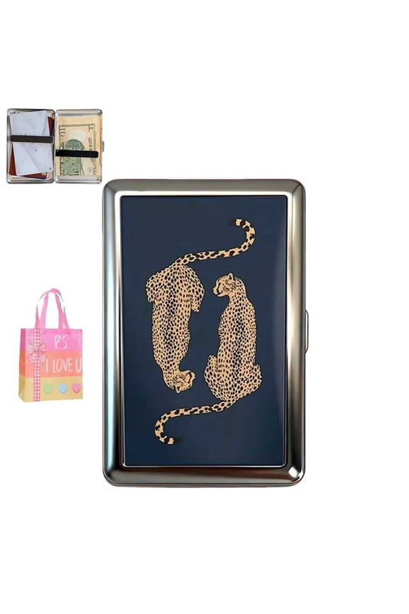 Vintage Style Metal Card Holder Case - Slim RFID Blocking Wallet for Cash, Credit Cards, Cigarettes, Multipurpose Pocket Organizer(XX)