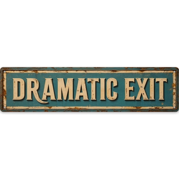 Vintage Style Metal Dramatic Exit Sign 16x4 Inch Home Decor