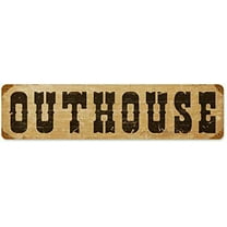 Vintage Style Metal Home Decor Sign Outhouse 4"x16"