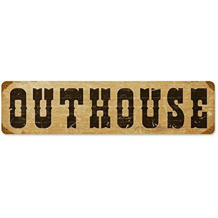 Vintage Style Metal Home Decor Sign Outhouse 4"x16"