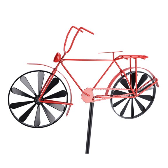 Vintage Style Metal Iron Bicycle Wind Spinner Decoration for Outdoor Garden Yard Art Lawn Patio Ornament Red Bike Spinner Weather Resistant Decor Easy Assembly