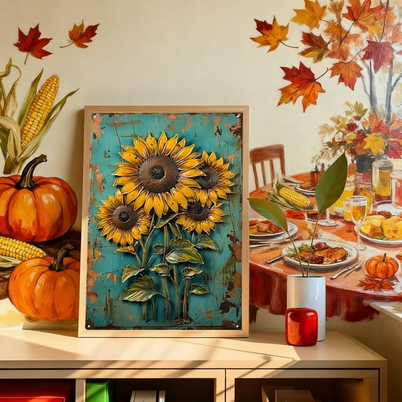 Vintage Style Metal Wall Art Decor, Iron Sheet Painting for Living Room, Bedroom, and Office Wall Hanging