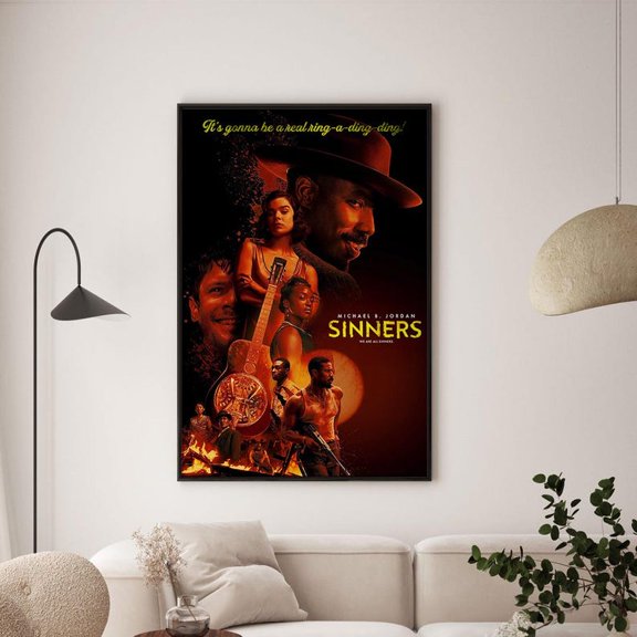 Vintage Style Movie Wall Art Inspired by Sinners Film Dramatic Character Collage Guitar Scene Aesthetic Decor Poster 8x12 UNFRAMDE