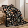 thumbnail image 1 of Vintage Style Mushroom Floral Print Flannel Throw Blanket, 1 of 7