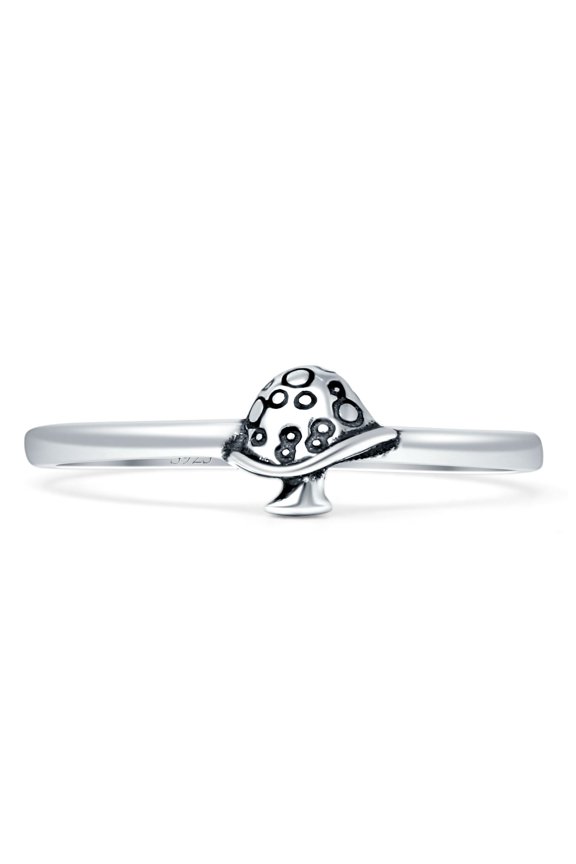Vintage Style Mushroom Oxidized Ring 925 Sterling Silver 5
