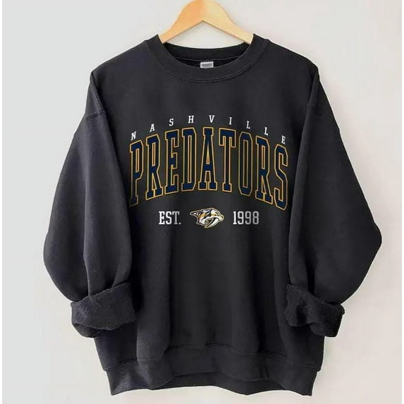 Vintage Style Nashville Sweatshirt, Nashville Hockey Crewneck College Sweatshirt, Dark Heather Color, Size L