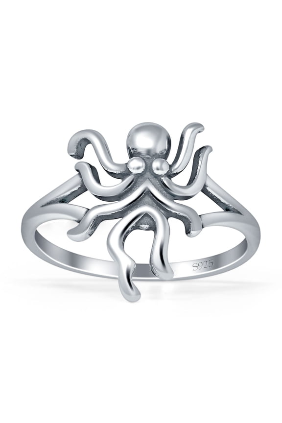Vintage Style Octopus Oxidized Ring 925 Sterling Silver Size 9