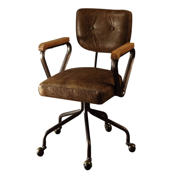 Vintage Style Office Chair | Swivel Feature for Enhanced Office Productivity | Top Grain Leather for Premium Seating | Casters for Effortless Mobility