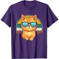 thumbnail image 1 of Vintage Style Orange Tabby Cat Friendly Wearing Sunglasses Unisex T-Shirt for Men Women Kids Toddler,Purple Color,Size 4XL, 1 of 5