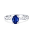thumbnail image 1 of Vintage Style Oval Ring Round Blue Sapphire CZ 925 Sterling Silver Size 5, 1 of 3