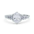 thumbnail image 1 of Vintage Style Oval Wedding Engagement Ring Baguette CZ 925 Sterling Silver Size 7, 1 of 5