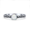 thumbnail image 1 of Vintage Style Oxidized Round Lab Created White Opal Ring Band 925 Sterling Silver Size 8, 1 of 5