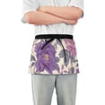 thumbnail image 1 of Vintage Style Painting Pink Purple Flowers Short Server Apron with 3 Pockets for Unisex Chef Gardening, 1 of 7
