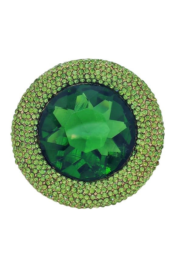 Vintage Style Pave Green Round Stone Brooch Pin, DIY Jewelry Project