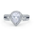 thumbnail image 1 of Vintage Style Pear Halo Women Engagement Ring Simulated CZ 925 Sterling Silver, 1 of 5