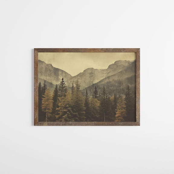 Vintage Style Photography Mountain Pine Tree Wall Art Masculine Wall Art Vintage Pine Tree Print Log Cabin Home Decor Moody Nature Wall Art Home Decor #109, Unframed Poster Size 8x12