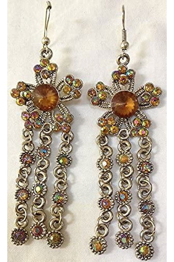 Vintage Style Princess Jasmine Halloween Costume Accessory Ear Jewelry Earrings Bronze 3" Long New