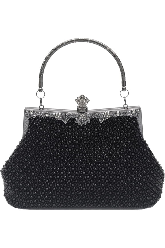 Vintage Style Pure Color Beaded Evening Bag Simple Elegant Women's Clutch Suitable for Weddings and Parties