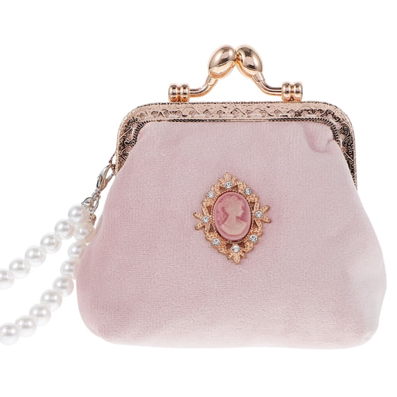 Vintage Style Purse Lovely Coin Pouch Portable Small Wallet Girls Fashion Change Bag for Women Ladies (Pink)