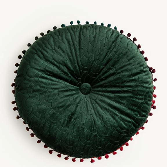 Vintage Style Quilted Ottoman Cushion, Comfortable Decorative Round Seat Pad for Living Room, Bedroom, Sofa, Home, Multipurpose All-Season Knit Fabric Velvet, Polyester Fiber Filled