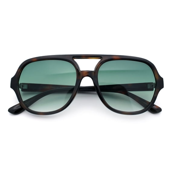 Vintage Style Retro Iconic Plastic Racer Hipster Sunglasses Tortoise - Green