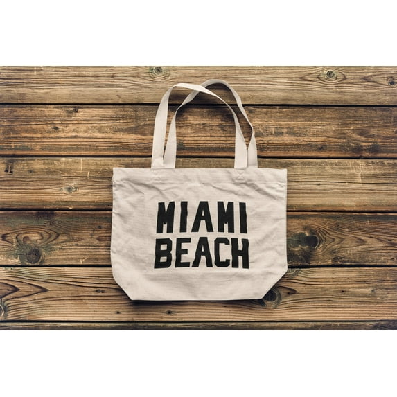 Vintage Style Retro Tote Bags Jumbo Size, Miami Beach