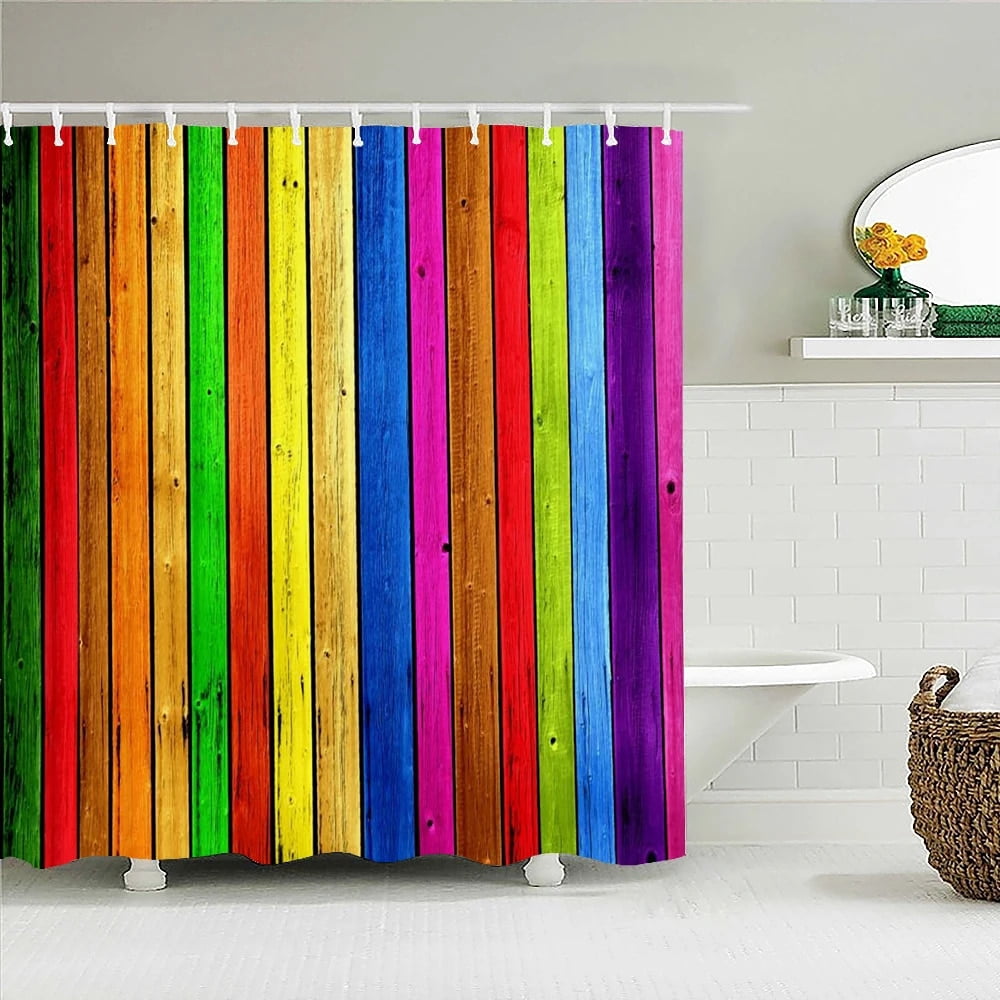 Vintage Style Retro Wood Door Bathroom Shower Curtains Frabic ...
