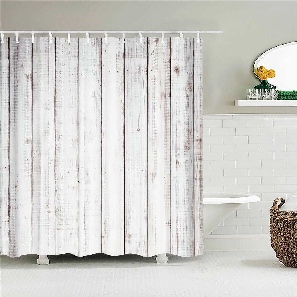 Vintage Style Retro Wood Door Bathroom Shower Curtains Frabic ...