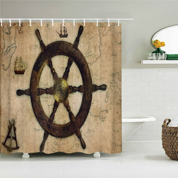 Vintage Style Retro Wood Door Wall Hanging Shower Curtain Bathroom Bath Waterproof Decor Multi-size Geometric Shower Curtains