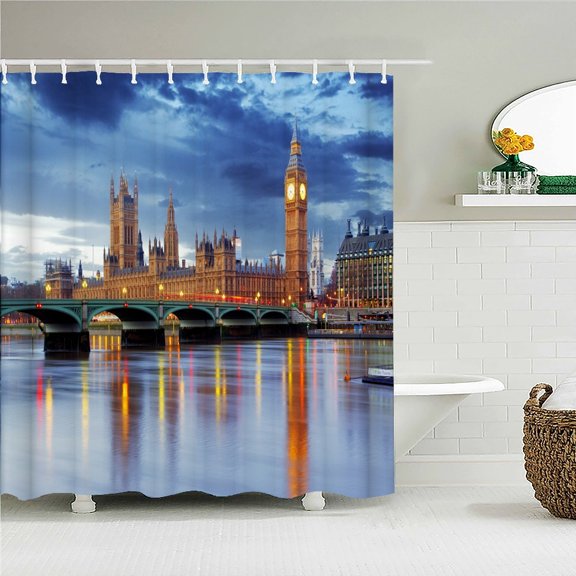 Vintage Style Retro landscape Bath Curtain Waterproof Fabric Shower Curtains Bathtub Screen for Bathroom Home Decor