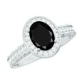 thumbnail image 1 of Rosec Jewels Vintage Style Ring for Women - Black Onyx Ring with Diamond Halo (6X8 MM), 18K White Gold, US 7.50, 1 of 9