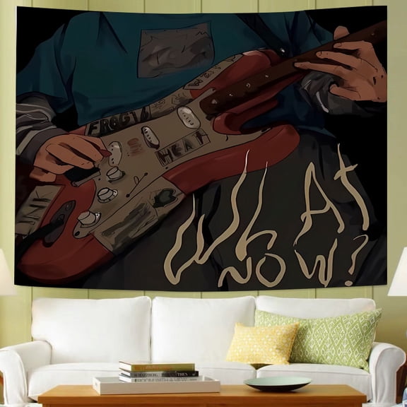 Vintage-Style Rock Punk Guitar Tapestry: Premium Polyester Decor for Home & Parties, Ideal Gift for Teens & Music Fans, Includes Free Hanging Accessories