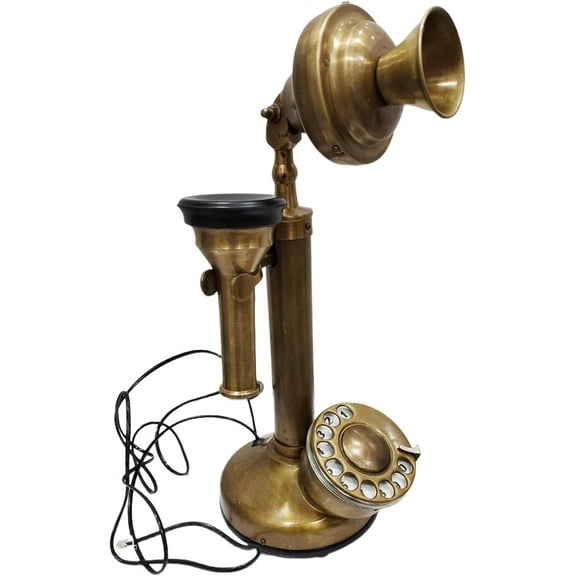 Vintage Style Rotary Candlestick Telephone, Rose Gold Finish, Decorative Desktop Design
