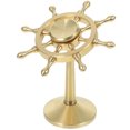 thumbnail image 1 of Raindrops Vintage Brass Rotatable Rudder Ornament, Mediterranean Style Desktop Decoration, Nautical Ship Wheel Model For Home Office Decor, Golden, 3.42x2.95x2.95 Inches, 1 of 7