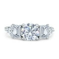 thumbnail image 1 of Vintage Style Round Three Stone Ring Cubic Zirconia White Tone 925 Sterling Silver, Size 8, 1 of 7