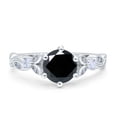 thumbnail image 1 of Vintage Style Round Wedding Engagement Ring Simulated 925 Sterling Silver Size 5, 1 of 5