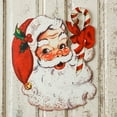 thumbnail image 1 of Vintage Style Santa Claus Face Retro Christmas Tin Sign Candy Cane 18.5", 1 of 1