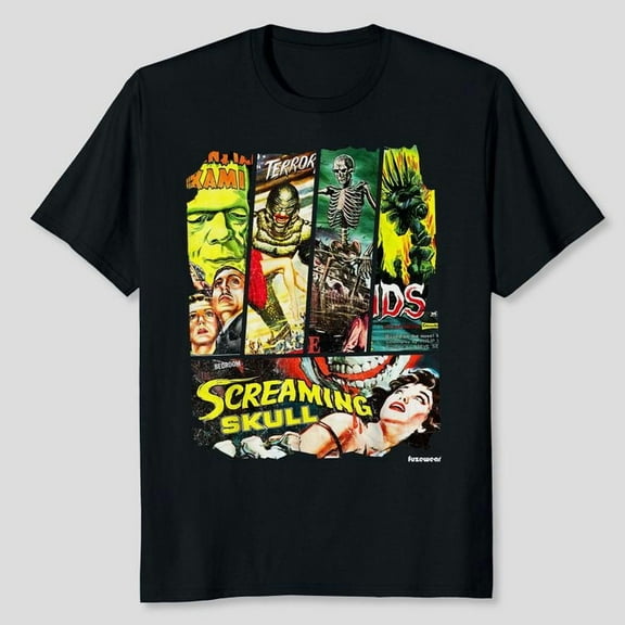 Vintage Style Sci Fi Horror Movie Poster Collage T-Shirt T-Shirt, Men's And Women's Graphic Tee 100% Cotton by TBun, Full Sizes S-5XL
